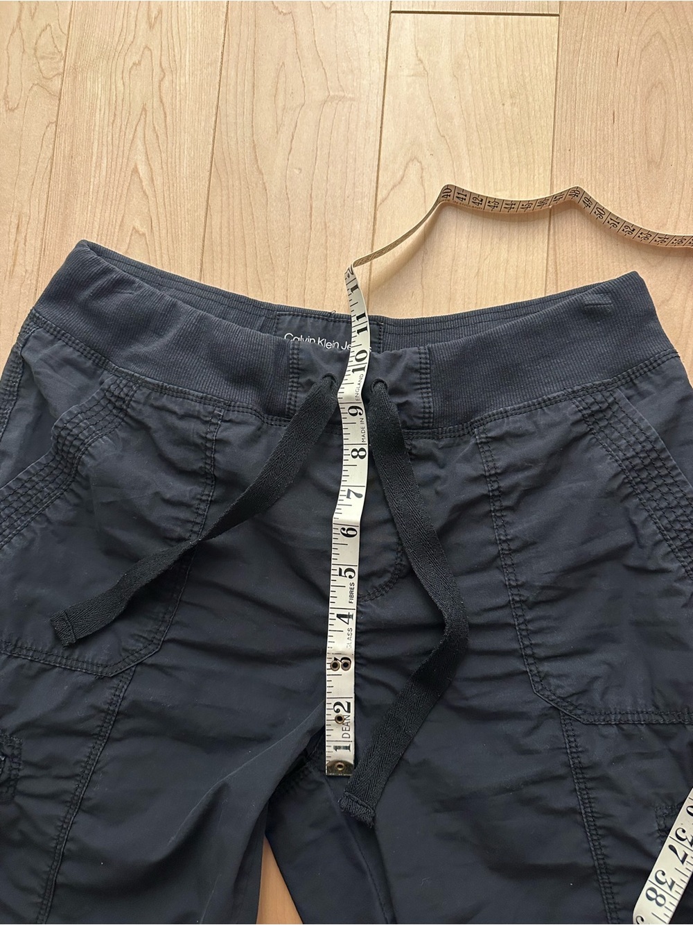 Y2K Vintage Calvin Klein Black Cargo Jogger Capri Pants Gorpcore 100% Cotton - Picture 7 of 10